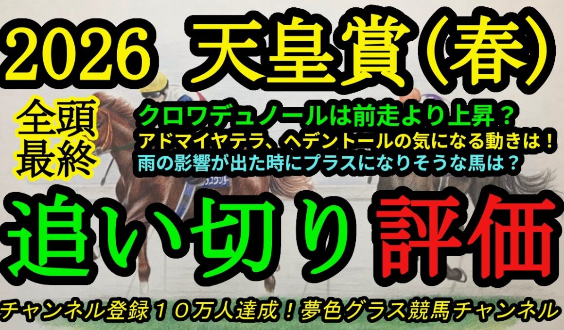 【最終追い切り評価】2026天皇賞春！クロワデュノールは前走以上？ヘデントールやアドマイヤテラの気になる点は？雨が降り重馬場になったら道悪を利せそうなのは？