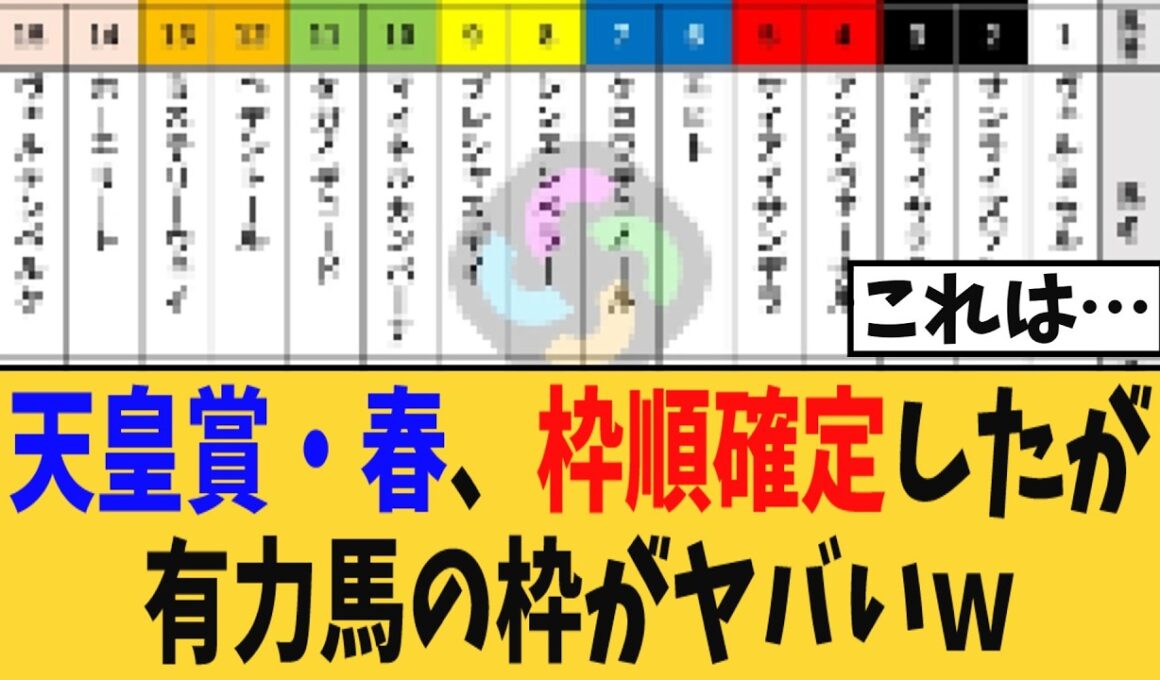 【枠順確定】天皇賞・春の枠順が確定したが…有力馬の枠がヤバいｗ