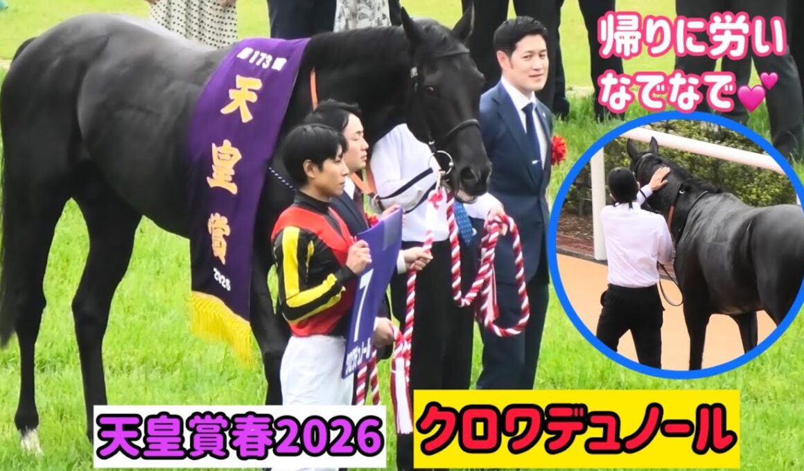 【天皇賞春2026】帰り道やっと2人きりになって間宮助手に労いのナデナデをされるクロワデュノール