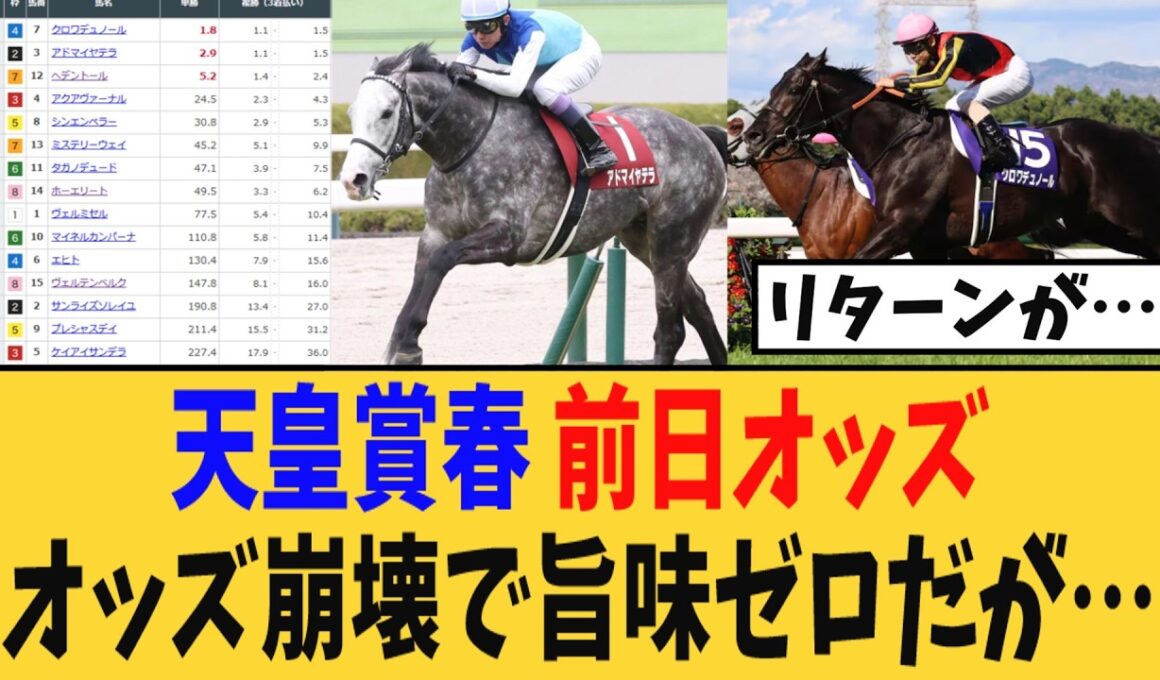 【天皇賞春】前日オッズがオッズ崩壊で旨味ゼロだが…