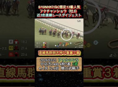 【フクチャンショウ】 NHKマイルC想定13番人気！近3走ダイジェスト　#競馬  #NHKマイルカップ  #フクチャンショウ  #横山武史  #shorts