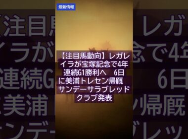 【競馬速報】5.6 【注目馬動向】レガレイラが宝塚記念で4年連続G1勝利へ　6日に美浦トレセン帰厩　サンデーサラブレッドクラブ発表 #Shorts