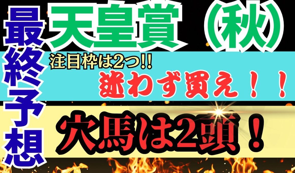 【競馬】天皇賞（秋）最終予想！注目枠は2つ！穴馬も2頭！
