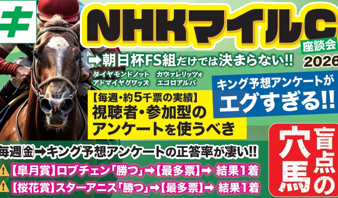 NHKマイルカップ2026【予想/穴馬】昨年は12番人気チェルビアット指名！いざ連覇へ！自信の勝ち馬＆高配当馬券の主役とは！？