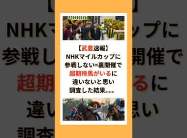 【武豊速報】NHKマイルカップに参戦しない=裏開催で超期待馬がいるに違いないと思い調査した結果。。。