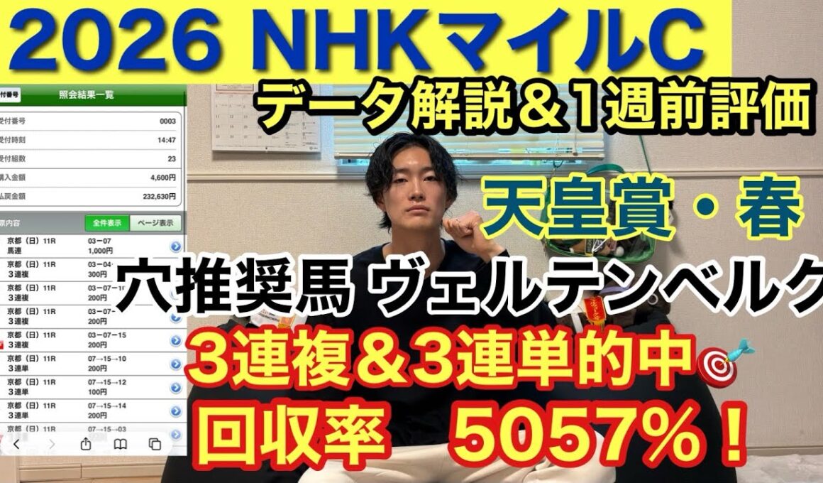 【NHKマイルC】データ解説＆1週前評価！現在4週連続GⅠ的中🎯天皇賞・春3連複3連単的中🎯