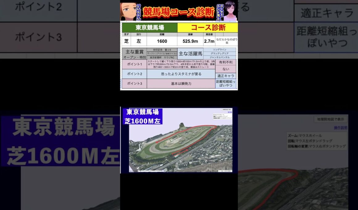 (コース診断)東京競馬場1600m芝　#競馬　#nhkマイルカップ #ヴィクトリアマイル　#安田記念