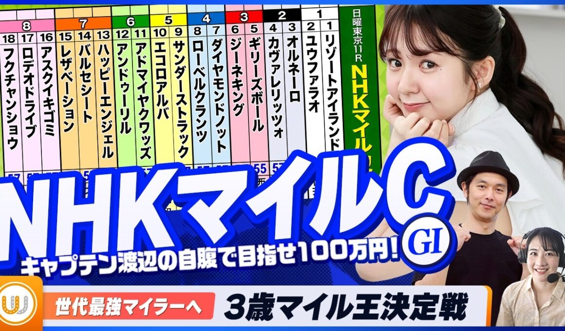 【NHKマイルC】3歳マイル王決定戦をガチ予想！『キャプテン渡辺の自腹で目指せ100万円！』冨田有紀＆三嶋まりえ