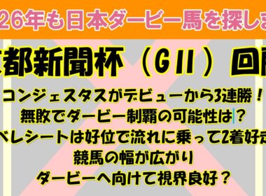 2026年も日本ダービー馬を探します #61　京都新聞杯（GⅡ）回顧。コンジェスタスがべレシートを撃破してデビューから3連勝！無敗でダービー制覇あるか？べレシート2着惜敗も競馬の幅は広がった。