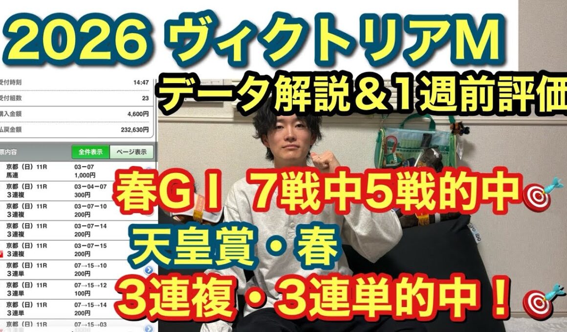【ヴィクトリアマイル】1週前評価&データ解説！現在春GⅠ7戦中5戦的中🎯天皇賞・春では3連複・3連単的中🎯