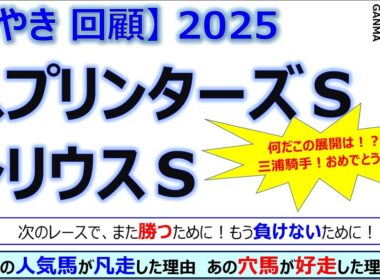 【ぼやき回顧】スプリンターズステークス＆シリウスステークス＜2025＞