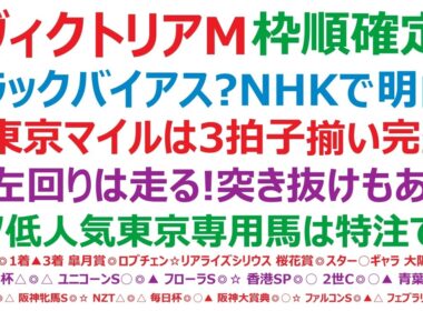 ヴィクトリアマイル2026枠順確定　トラックバイアス？NHKマイルカップで明らか！◎東京マイルは3拍子揃い完璧！○左回りは走る！突き抜けもある！アノ低人気東京専用馬は特注です！
