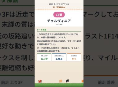 【2026 ヴィクトリアマイル】○ 18番 チェルヴィニア|AI予想 対抗解説