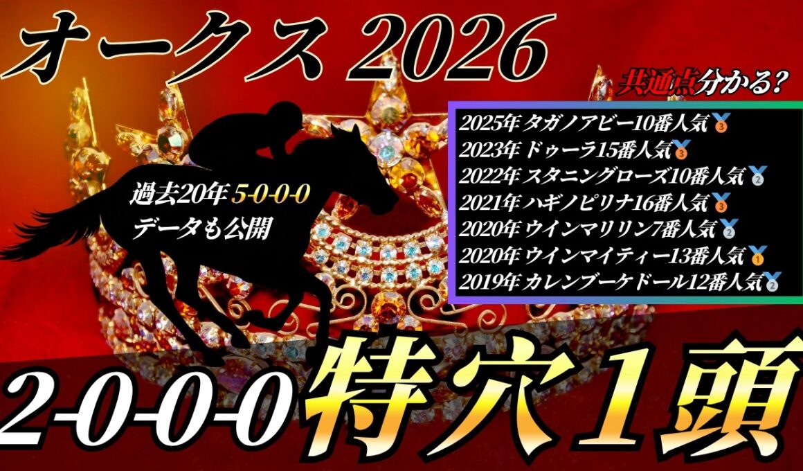 オークス2026【考察動画】面白い穴馬はこれです。過去20年で勝率100％のデータとは...🔥