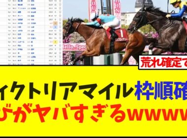 ヴィクトリアマイル枠順確定、並びがヤバすぎるwwwww【ヴィクトリアマイル】