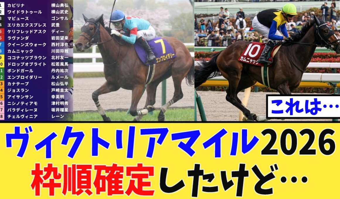【ヴィクトリアマイル】枠順確定したけど…【競馬反応集】