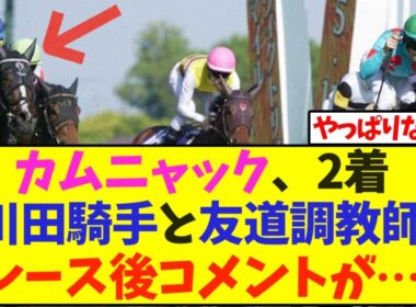 【VM】カムニャック、2着川田騎手と友道調教師レース後コメントが…【ヴィクトリアマイル】