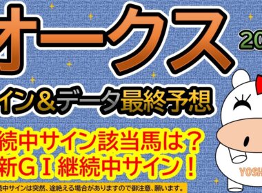 【優駿牝馬オークス２０２６】サイン＆データ最終予想！継続中サイン該当馬は？◎まだ、紹介していない新ＧⅠ継続中サインから選びました！動画内で説明いたします！（ＢＧＭ　ｂｙくれっぷ）