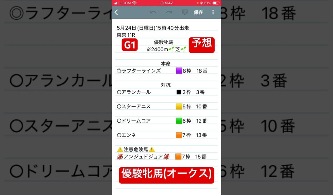 優駿牝馬(オークス)予想　#競馬予想