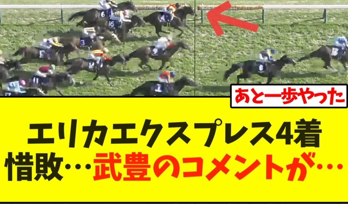 【VM】エリカエクスプレス4着惜敗…武豊のコメントが…【ヴィクトリアマイル】