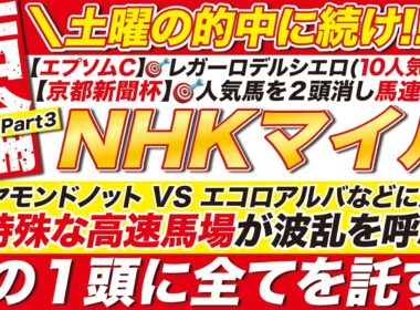🎯土曜の的中に続け!!→【NHKマイルカップ2026予想】ダイヤモンドノット VS エコロアルバに決着！特殊な高速馬場が波乱を呼ぶ？この１頭に全てを託す！