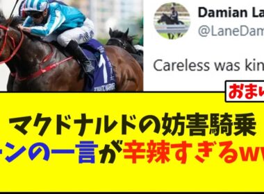 ロマンチックウォリアー、マクドナルド騎手の妨害騎乗にレーン騎手の一言が辛辣すぎるwww【競馬】