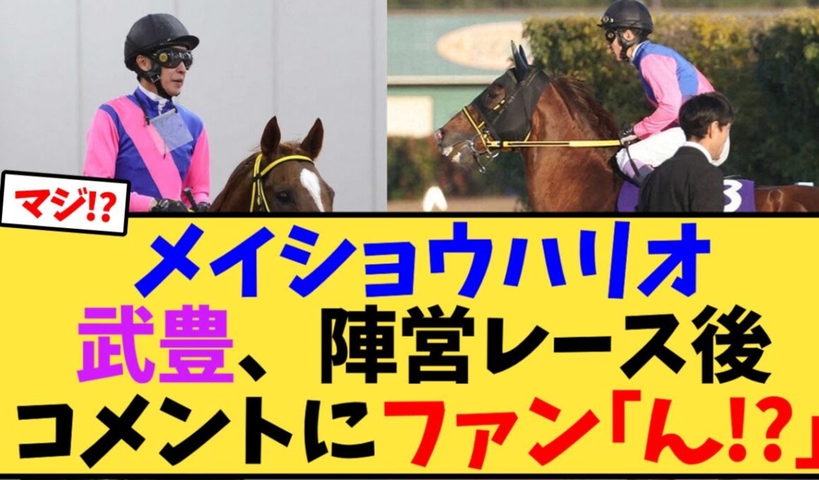 メイショウハリオ武豊、陣営レース後コメントにファン｢ん!?｣【競馬反応集】