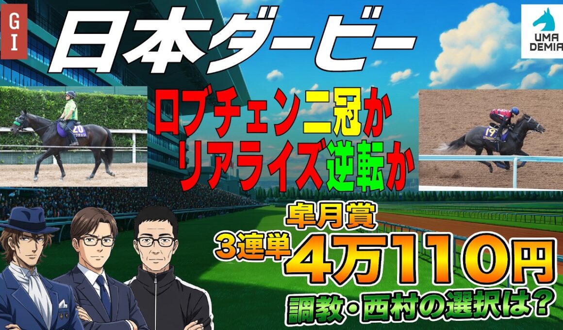 【2026日本ダービー】ロブチェン二冠か？リアライズ逆転か？皐月賞3連単4万馬券！調教・西村の選択は？