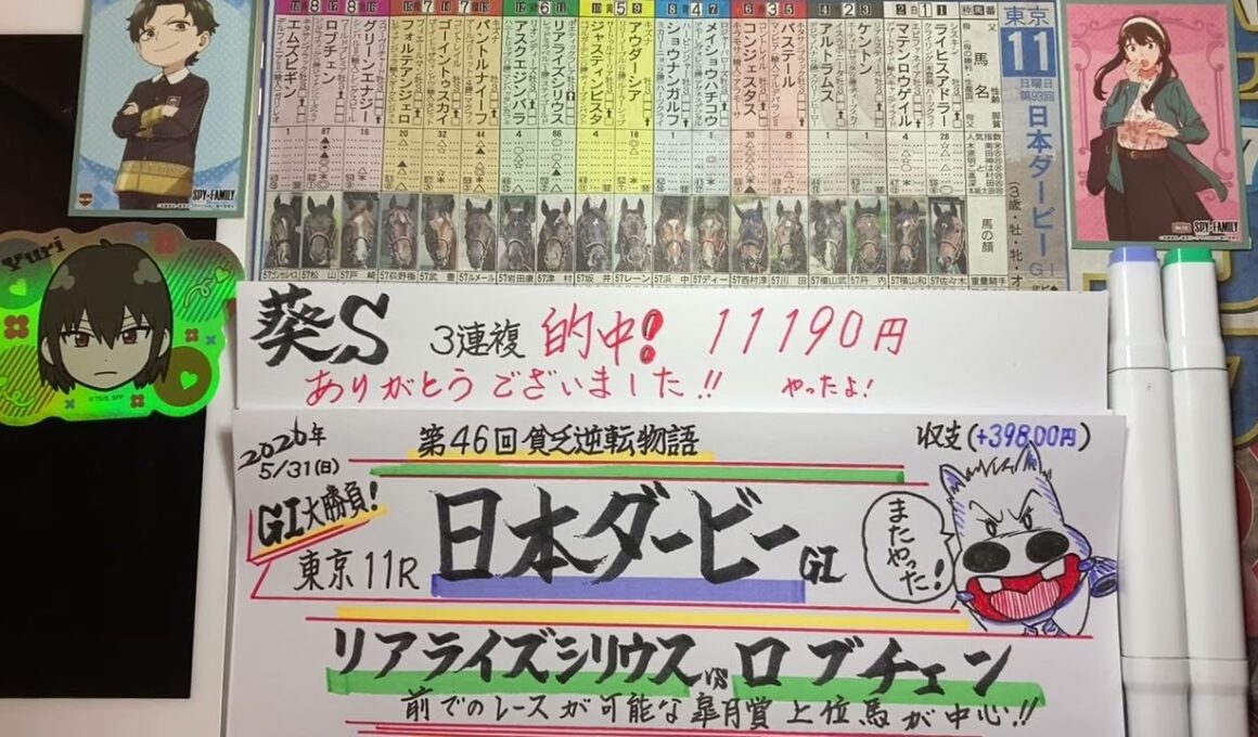 【競馬予想】東京11R 日本ダービー🐎葵Ｓ的中🎯ありがとう😊勝負です❣️第46回貧乏逆転物語❗️
