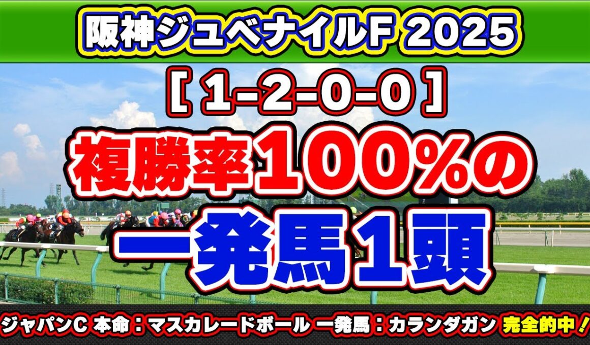 【阪神ジュベナイルフィリーズ2025予想】激走必須条件該当で即決の絶対軸1頭！1人気筆頭アランカールに潜む超危険材料とは？1-2-0-0の複勝率100%データに該当する一発馬も公開！