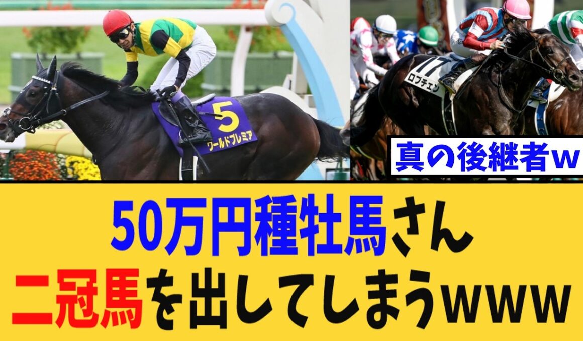 【衝撃】50万円種牡馬さん、二冠馬を出してしまうｗｗｗ【競馬反応集】