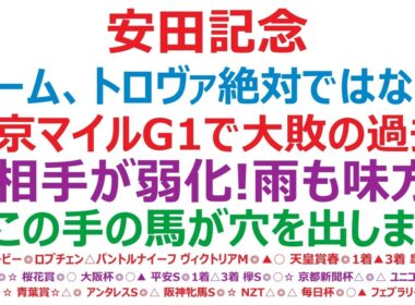 【安田記念2026】予想　アドマイヤズーム、トロヴァトーレ、絶対ではない！東京マイルG1で大敗の過去あり！◎相手が弱化！雨も味方？○この手の馬が穴を出します！