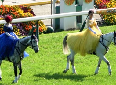【ヴィクトリアマイル2026】誘導馬に騎乗しているJRA職員もドレスで女の戦いを彩る 本馬場入場 現地映像 エンブロイダリー
