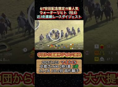 【ウォーターリヒト】 安田記念想定11番人気！近3走ダイジェスト　#競馬  #安田記念  #ウォーターリヒト  #高杉吏麒  #shorts