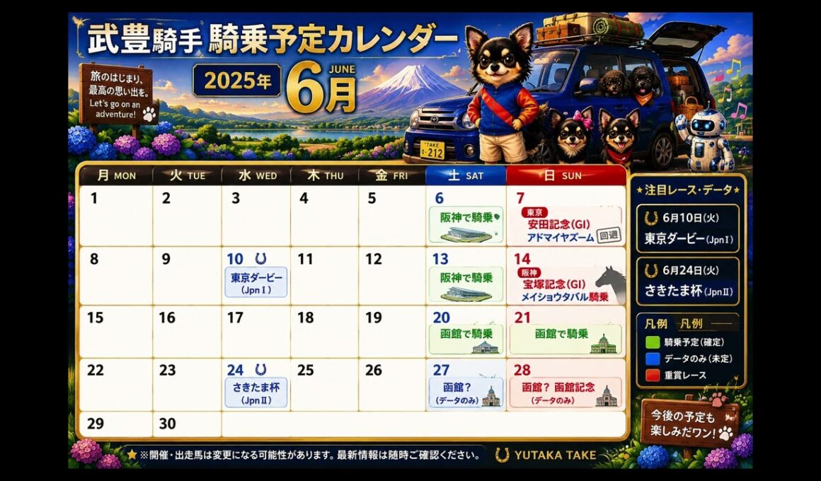 【武豊】次走報！6月の騎乗スケジュール 安田記念アドマイヤズーム回避で残念、宝塚記念メイショウタバルに期待
