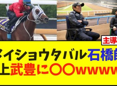 メイショウタバル、石橋調教師、鞍上武豊に〇〇wwwww【競馬】