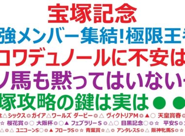 【宝塚記念2026】予想　最強メンバー集結！極限王者はどの馬！クロワデュノールに不安は？！アノ馬も黙ってはいないぞ！宝塚記念攻略の鍵は、実は●●にあり！？◎○▲☆、この4頭決着も十分ある！