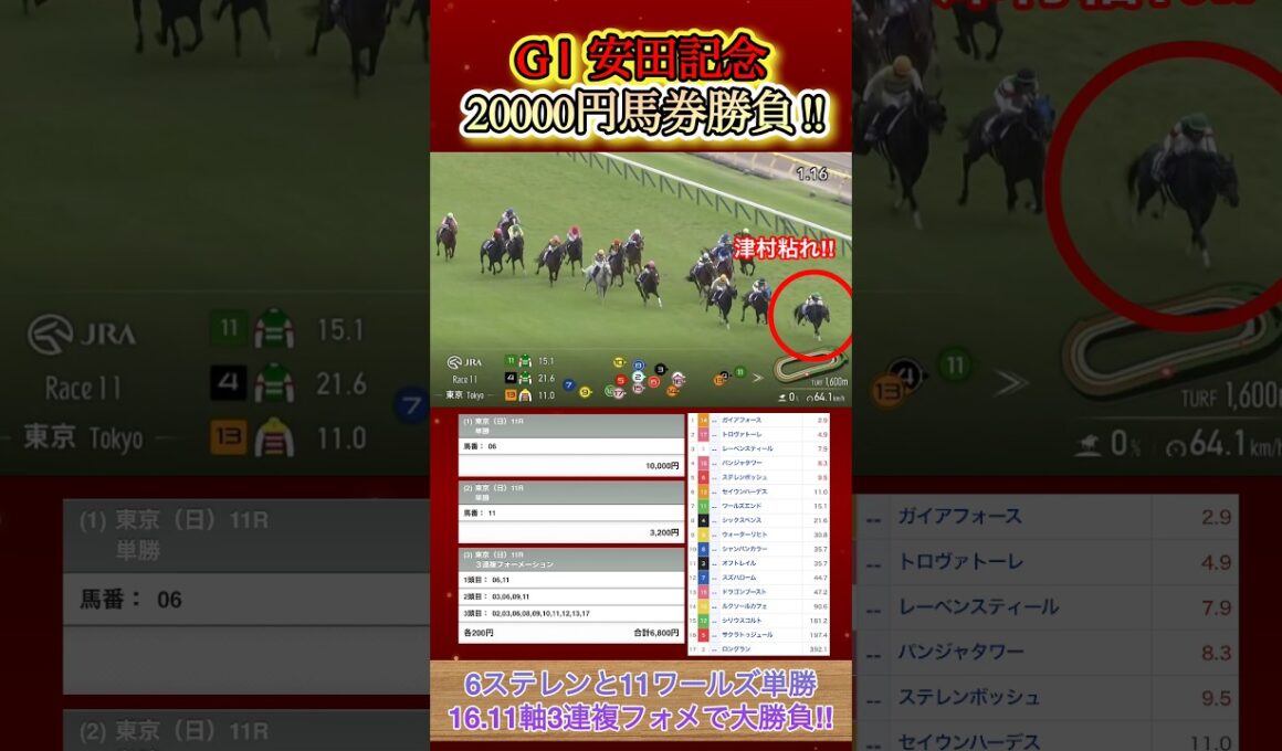 安田記念に20000円大勝負してみた！  #競馬  #馬券勝負  #安田記念  #シックスペンス  #武豊  #shorts