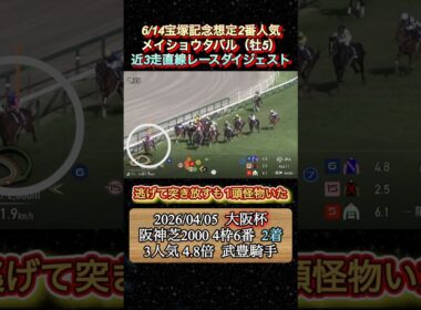 【メイショウタバル】 宝塚記念想定2番人気！近3走ダイジェスト　#競馬  #宝塚記念  #メイショウタバル  #武豊  #shorts