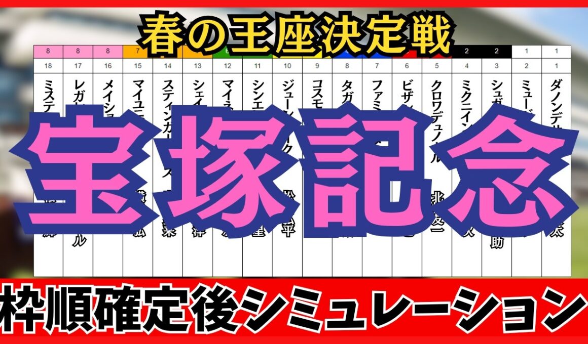 【宝塚記念2026】枠順確定後シミュレーション 急坂の先に待つ、春の王座決定戦 クロワデュノールは3枠5番、メイショウタバルは8枠16番に確定