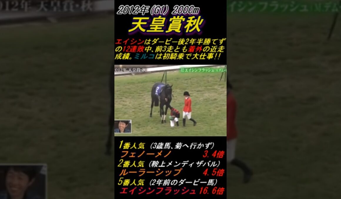 【ミルコデムーロが天覧競馬､自らの最敬礼を振り返る！】大好きハートポーズ ⇒ 最敬礼 ⇒ 飛行機ポーズ　天皇賞秋(G1･2012年)優勝エイシンフラッシュ号 #天覧競馬 #ミルコデムーロ
