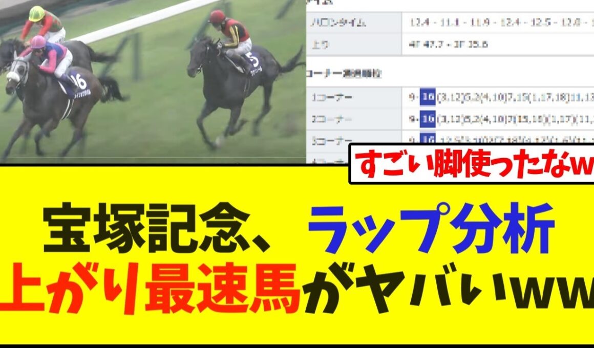 宝塚記念、ラップ分析上がり最速馬がヤバいww【競馬】
