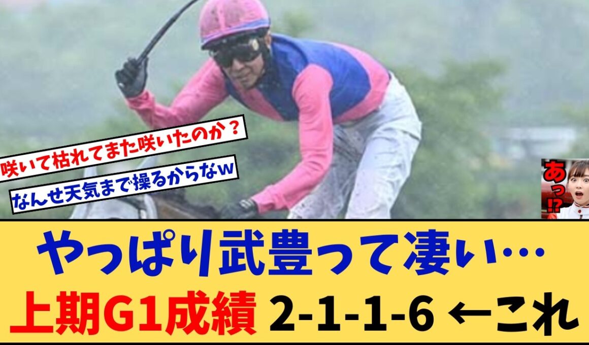 【競馬】「やっぱり武豊って凄い…上半期のG1成績（2 1 1 6） ←これ 」に対する競馬に役立つまとめ