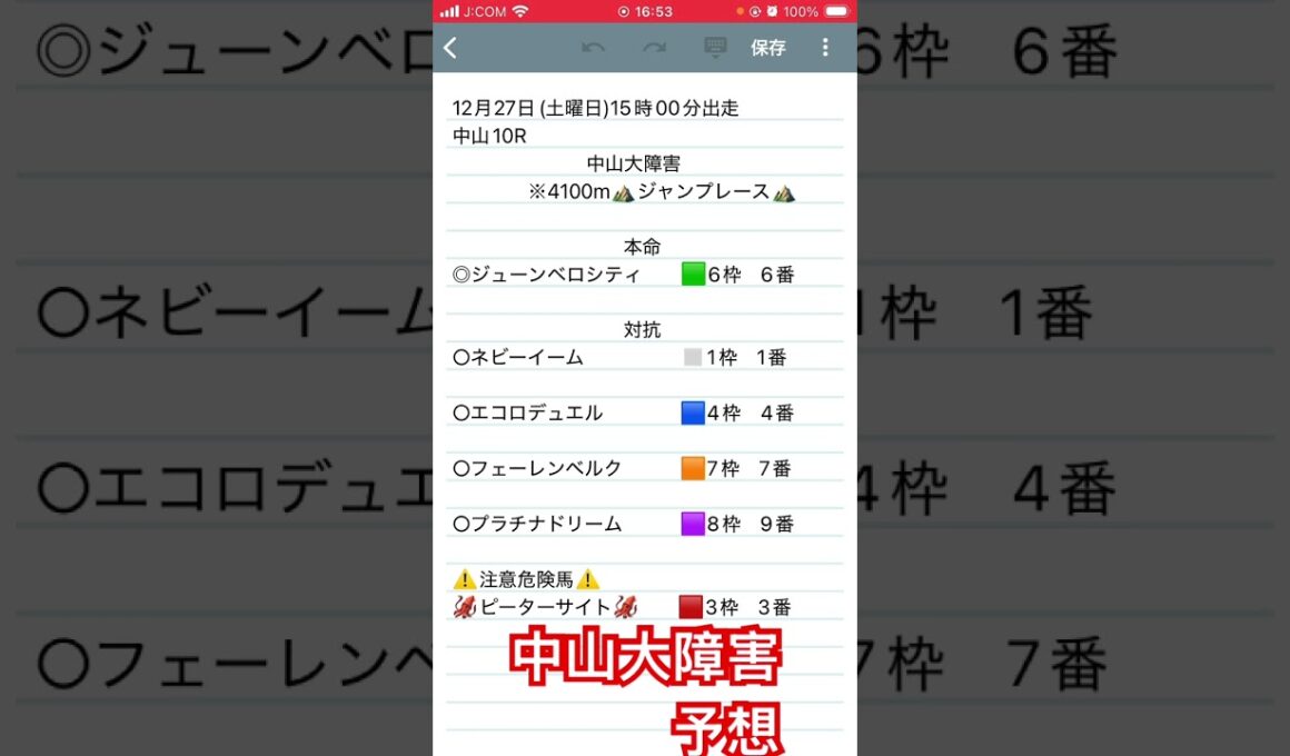 中山大障害予想　#競馬予想