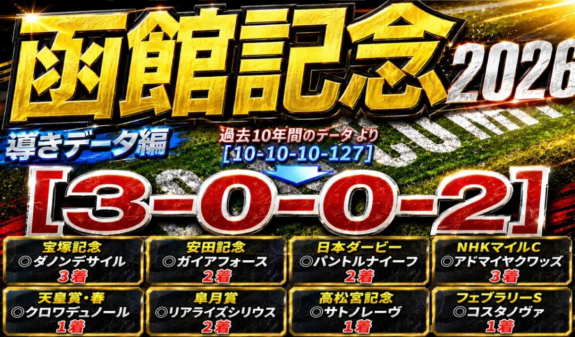 【函館記念2026】導きデータ編　/先週 宝塚記念◎ダノンデサイル🥉　函館スプリントＳ◎エーティーマクフィ🥈/先々週　安田記念◎ガイアフォース日本🥈【データ傾向】【競馬予想】