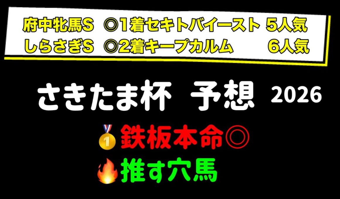 【競馬予想】　地方交流重賞　さきたま杯　予想　2026