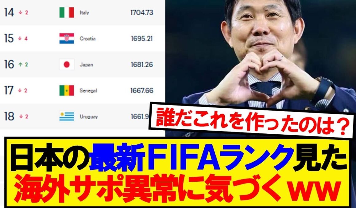 【海外の反応】日本のFIFAランキング見た海外サポ異変に気づくwwwww