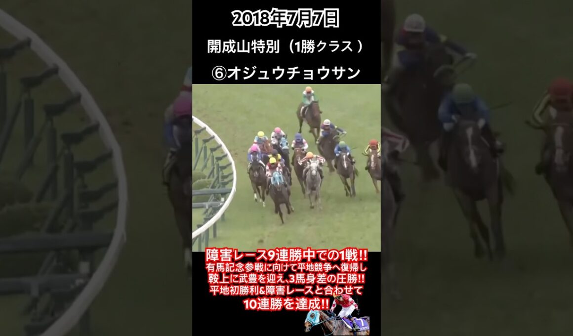 有馬記念参戦に向けて平地競争へ復帰し鞍上に武豊を迎え、3馬身差の圧勝‼︎平地初勝利&障害レースと合わせて10連勝を達成‼︎#競馬#オジュウチョウサン#武豊#開成山特別2018#shorts
