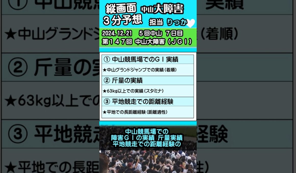 2024中山大障害（ＪＧⅠ）【縦画面３分予想】 #競馬 #競馬情報 #競馬予想 #中山競馬場