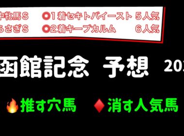 【競馬予想】　函館記念　予想　2026